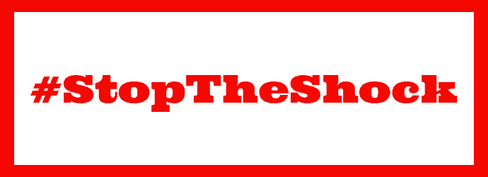 Bright red text that says #StopTheShock.