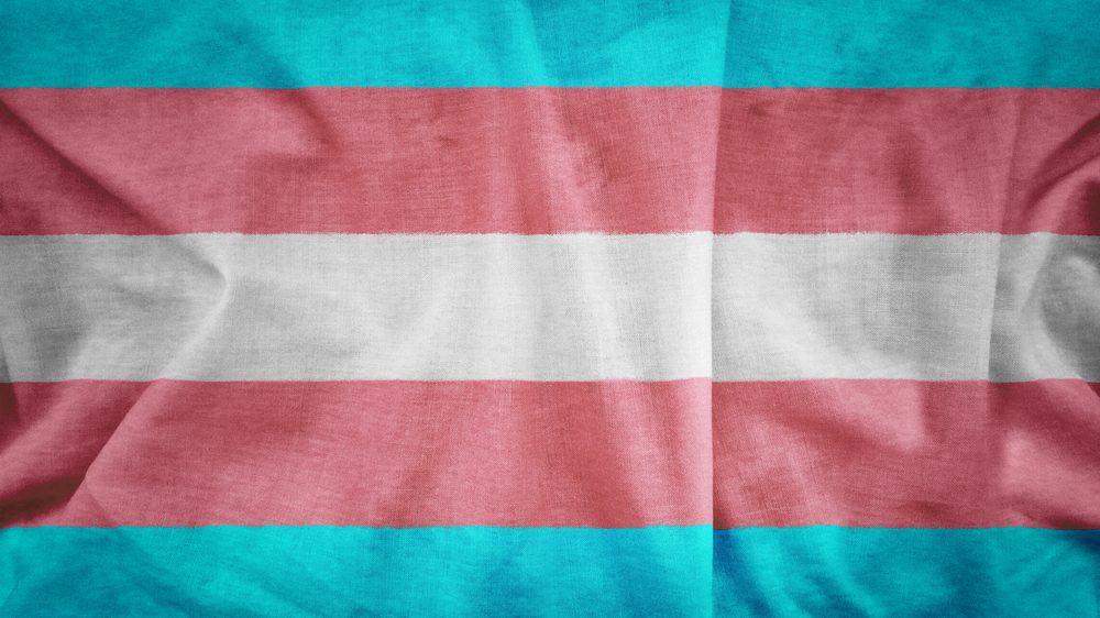 Transgender flag pattern on the fabric texture