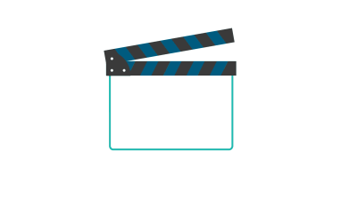 A movie slate illustrated icon