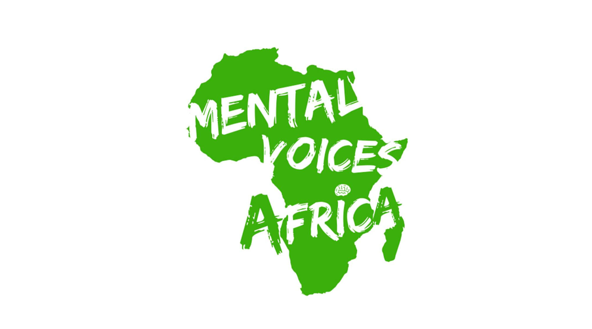 Mental Voices Africa graphic over the top of a green illustration of the continent of Africa.